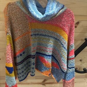 Multicolor Women's Cowl Neck Sweater